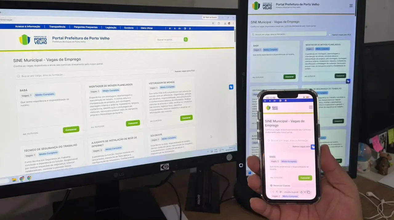 Sine Municipal disponibiliza vagas de emprego e atendimento gratuito em Porto Velho